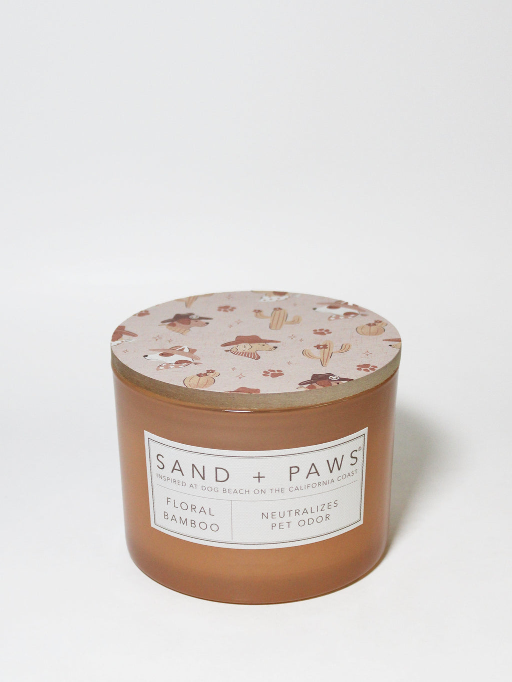 Cozy Sand + Paws Floral Bamboo 12 oz scented candle